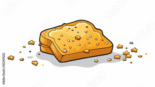 The stale bread crumbs in the pantry had gone completely dry their once soft texture transformed into hard lifeless bits.. Cartoon Vector.