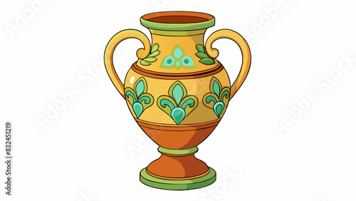 The stunning antique vase had intricate handpainted floral designs and a glossy finish that made it look like a valuable treasure.. Cartoon Vector.