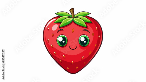 The strawberry was shaped like a heart with a vibrant red hue that faded to a lighter pink at the tip. Its skin was smooth with no imperfections in. Cartoon Vector.