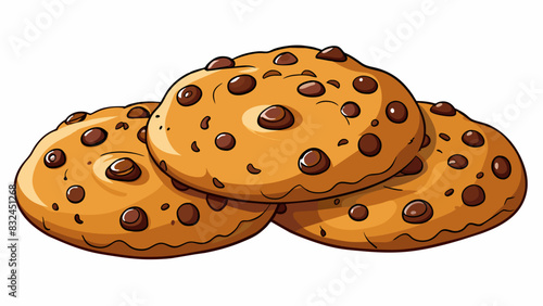 The sweet aroma of freshly baked chocolate chip cookies wafting through the air filling the kitchen with a warm and comforting feeling.. Cartoon Vector.