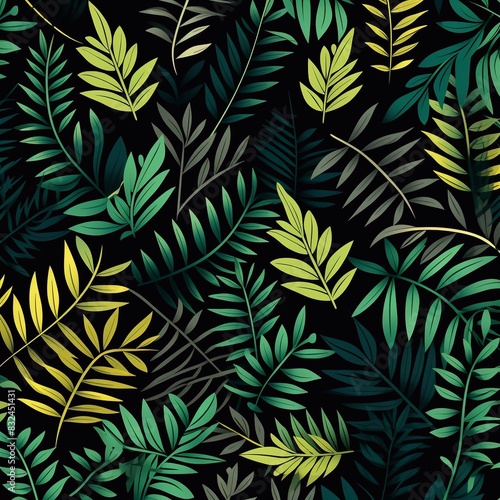 leaves pattern  seamless  leaf plant nature  green  illustration  vector style  background.