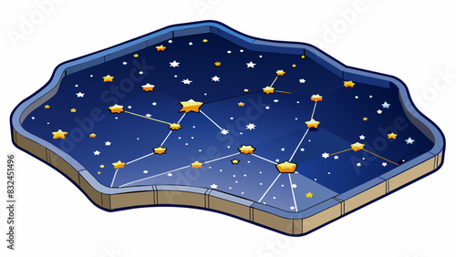 The vastness of the night sky was illuminated by millions of ling stars each one seemingly infinitely far away. Even the brightest constellations. Cartoon Vector.