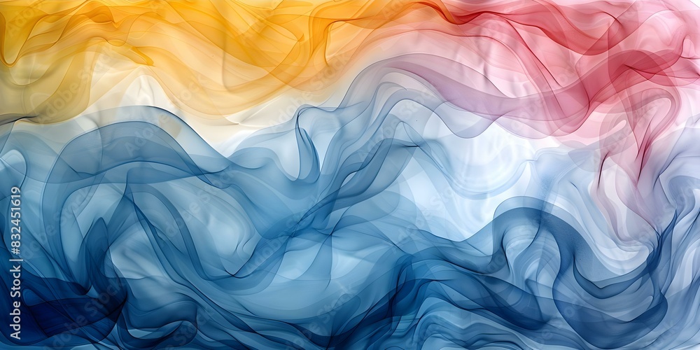 Dreamy Watercolor Swirls in Blue, Yellow, Pink, and Orange. Concept Watercolor Art, Swirling Colors, Dreamy Aesthetic, Colorful Palette, Abstract Painting