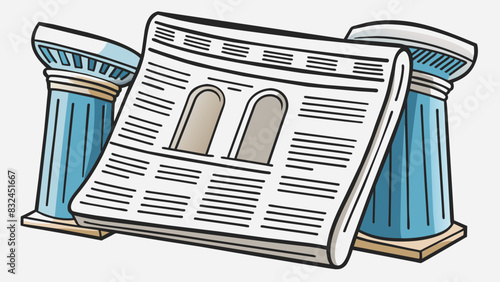 Three columns in a newspaper with the text in each one being aligned on both the left and right sides can be considered justified.. Cartoon Vector.