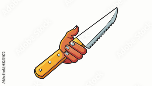 To properly use a knife place your index finger and thumb on either side of the handle and wrap your remaining fingers around it for a firm grip. This. Cartoon Vector.