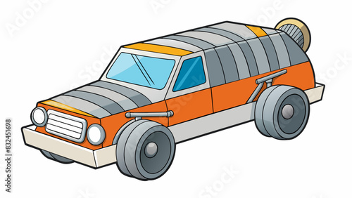This unlikely mode of transportation may not seem sy or practical but it showcases the incredible strength and versatility of duct tape.. Cartoon Vector.