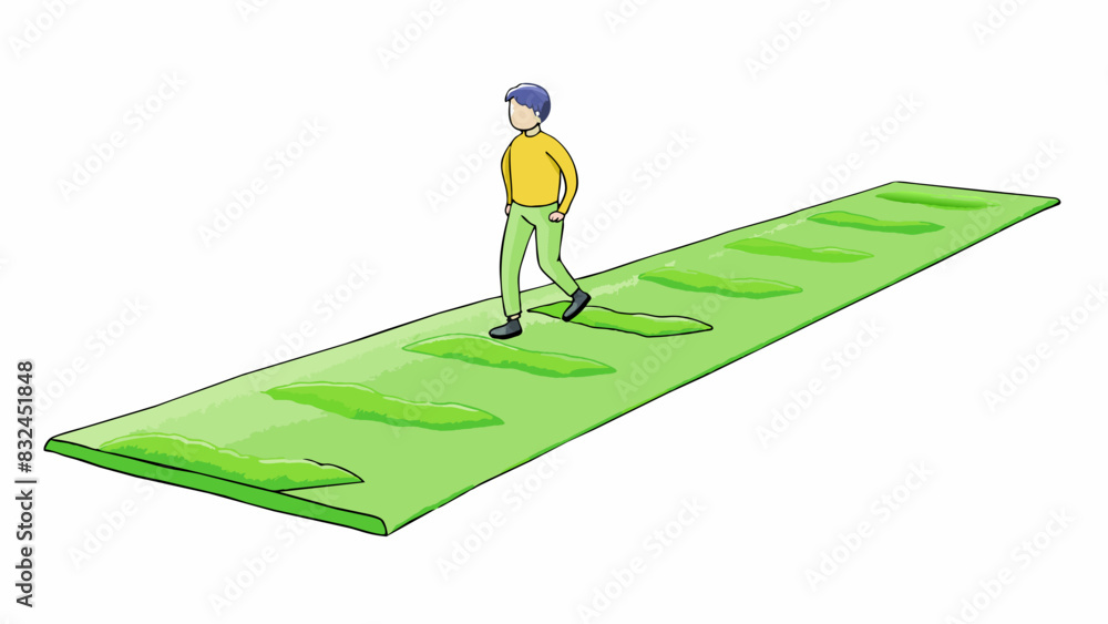 Walking on this patch of land feels like walking on a deep green carpet with each step sinking slightly into the cushiony surface. The blades are. Cartoon Vector. Walking on this patch of land feels like walking on a deep green carpet with each step sinking slightly into the cushiony surface. The blades are. Cartoon Vector.
