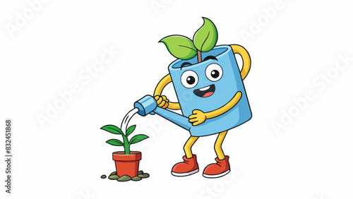 Watering a plant Maintaining a plant involves regularly watering it to keep the soil moist and providing necessary nutrients for growth. Neglecting to. Cartoon Vector.