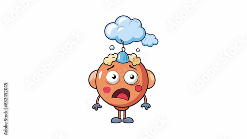 Your head feels like a balloon a dull ache pulsing behind your eyes and a foggy confusion clouding your thoughts.. Cartoon Vector.
