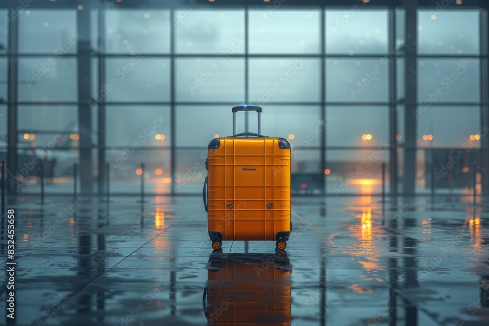 Suitcases in airport. Travel concept.3d rendering Suitcases in airport. Travel concept.3d rendering