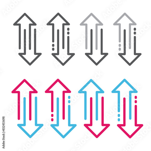 Two arrows in different directions, icon, vector.