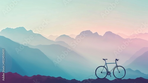 bicycle with mountain background. space area for text