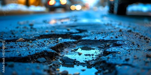 Repair work in progress to address potholes and enhance deteriorating asphalt surface. Concept Pothole Repair, Asphalt Resurfacing, Road Maintenance, Infrastructure Improvement, Construction Updates photo