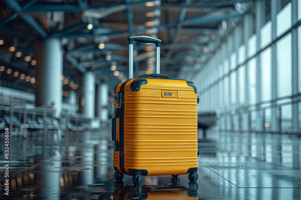 Suitcases in airport. Travel concept.3d rendering Suitcases in airport. Travel concept.3d rendering