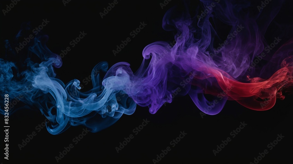 Dynamic Light Play: Red, White, and Blue Smoke on Black Canvas Dynamic Light Play: Red, White, and Blue Smoke on Black Canvas