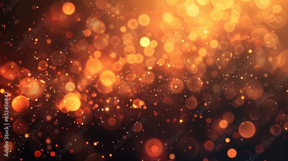 Soft blurred light effects on an abstract dark orange backdrop