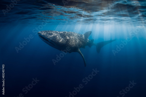 Tableau sur toile Whale shark in transparent ocean