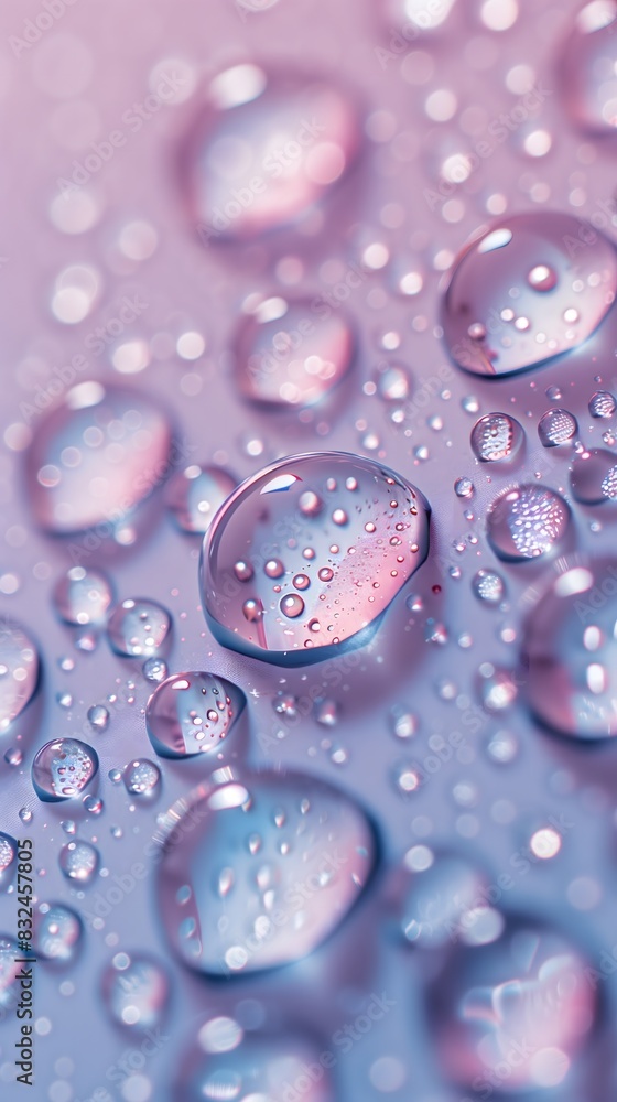 Colorful Water Droplets on Pastel Gradient Surface During Sunset. Generative AI Colorful Water Droplets on Pastel Gradient Surface During Sunset. Generative AI