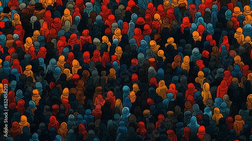 Crowd of people. Top and back view. Illustration. World Population Day photo