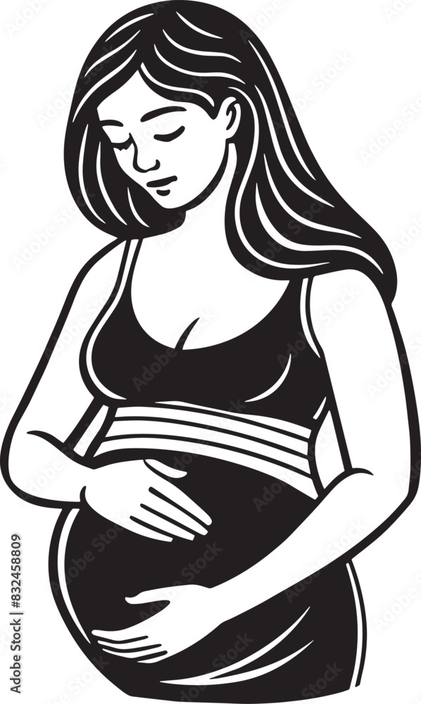 silhouette of pregnant woman illustration black and white silhouette of pregnant woman illustration black and white