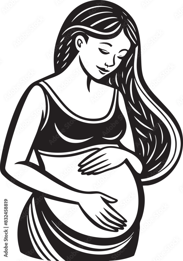 silhouette of pregnant woman illustration black and white silhouette of pregnant woman illustration black and white