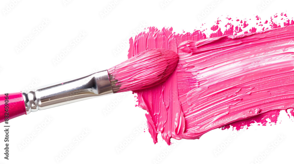 Obraz premium Hand painted stroke of pink paint brush 