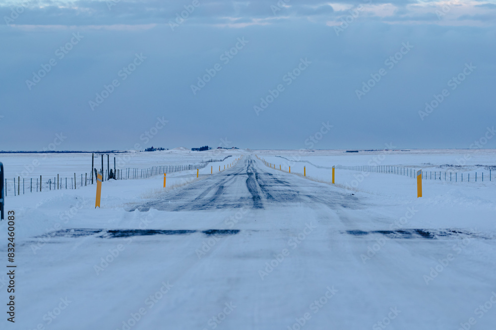 Endless Snowy Road Stretching Into the Horizon Endless Snowy Road Stretching Into the Horizon