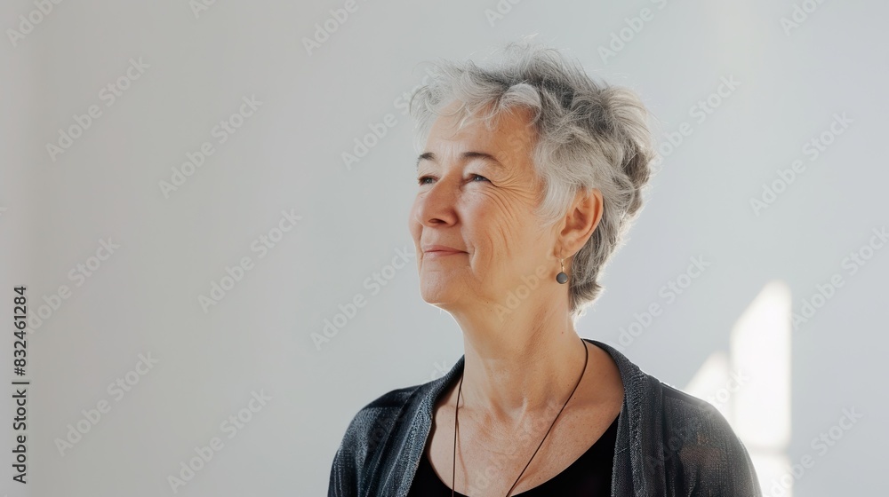 Peaceful and Content Elderly Woman with a Warm Expression Peaceful and Content Elderly Woman with a Warm Expression