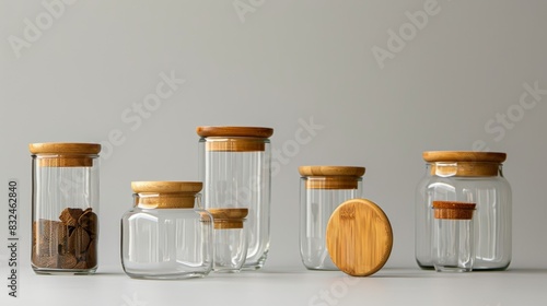 A glass jar with a bamboo lid designed for multiple uses and easy recycling.