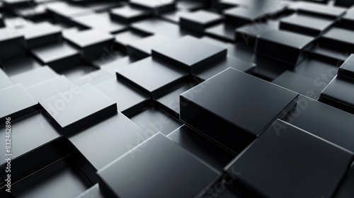 modern 3D background featuring sleek  metallic geometric shapes in black and silver