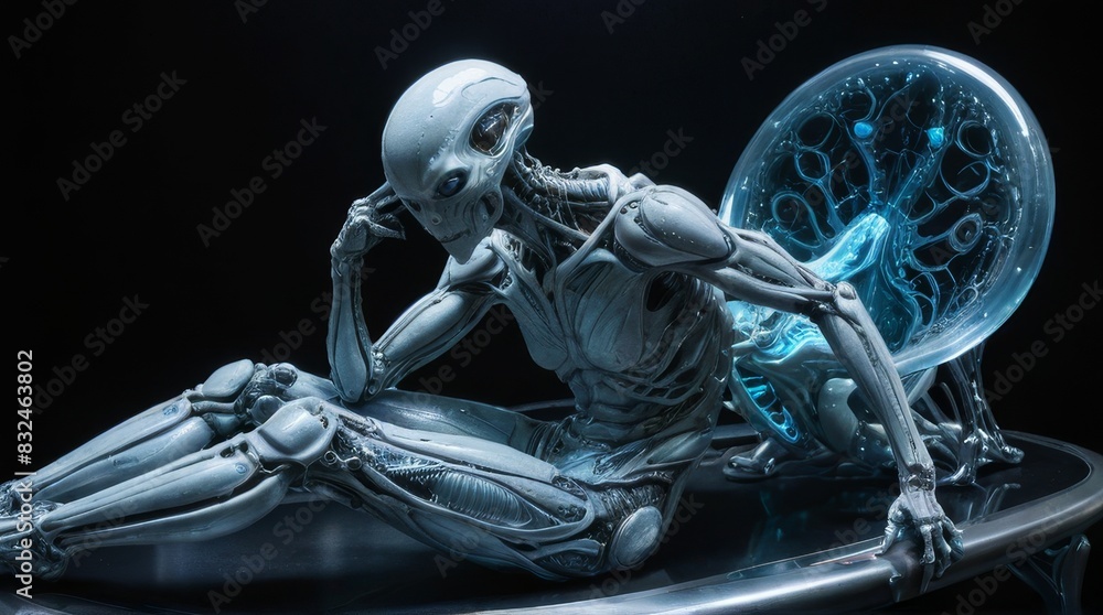 Fototapeta premium Alien Creature in a Thoughtful Pose