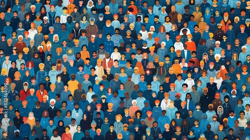 People of different nationalities and races are located one after the other. Illustration. World Population Day photo