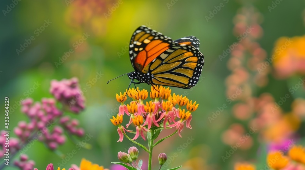Fototapeta premium A peaceful oasis of wildflowers buzzing with the sounds of bees and butterflies.
