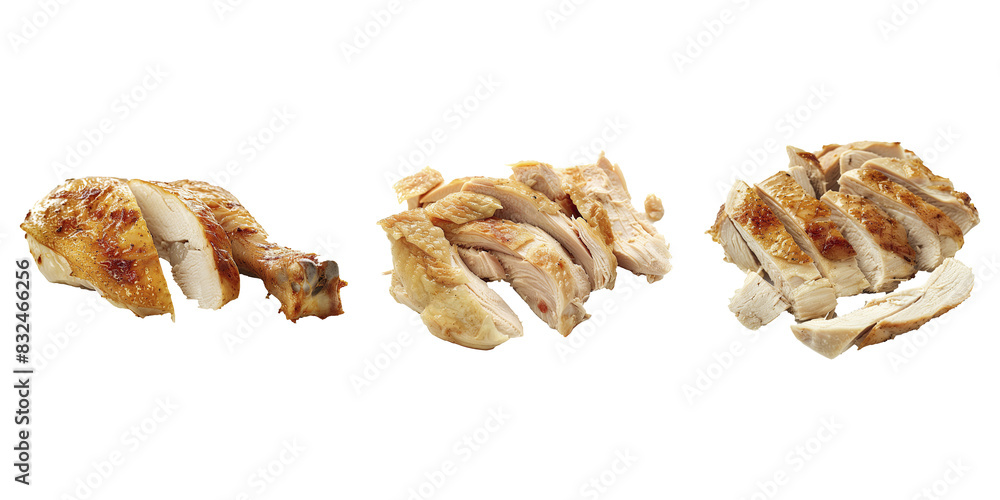 Set of slice chicken on transparent background. Food set. Set of slice chicken on transparent background. Food set.