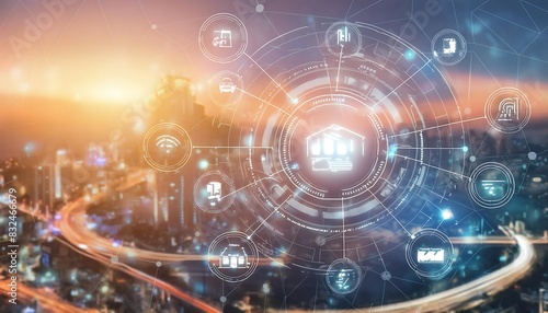 smart homes and cities with interconnected devices, illustrating the Internet of Things in action, wearable technology