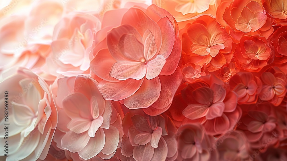 background circle with concentric layers of translucent petals in shades of pink and coral background circle with concentric layers of translucent petals in shades of pink and coral