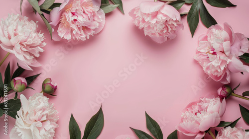 pink and white flower frame, pink background