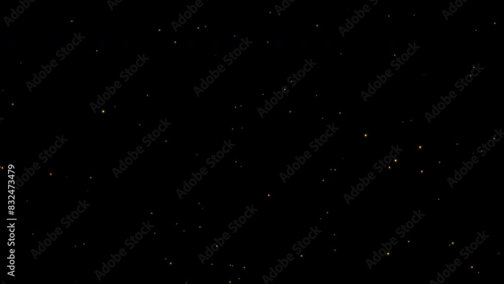 Abstract animation of golden dots blinking on a black background, creating a starry night effect. overlay