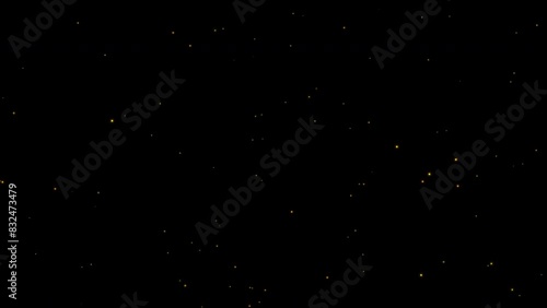 Abstract animation of golden dots blinking on a black background, creating a starry night effect. overlay photo