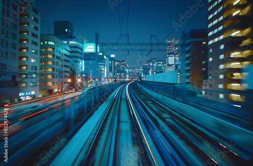 fast moving train, The train is speeding, at a fast pace.