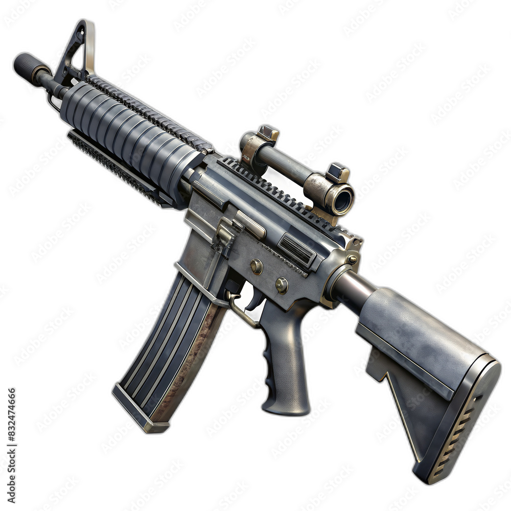 3D Rifle gun, realistic weapon, rifle scope and ammo clips. 3D Rifle gun, realistic weapon, rifle scope and ammo clips.