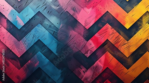 Geometric background with dynamic zigzag patterns in contrasting colors, bold and energetic