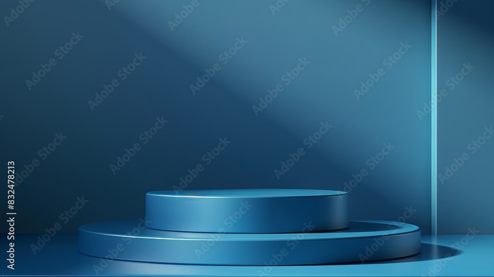 Modern Blue Podium with Round Platform and Cool Lighting Effects Modern Blue Podium with Round Platform and Cool Lighting Effects