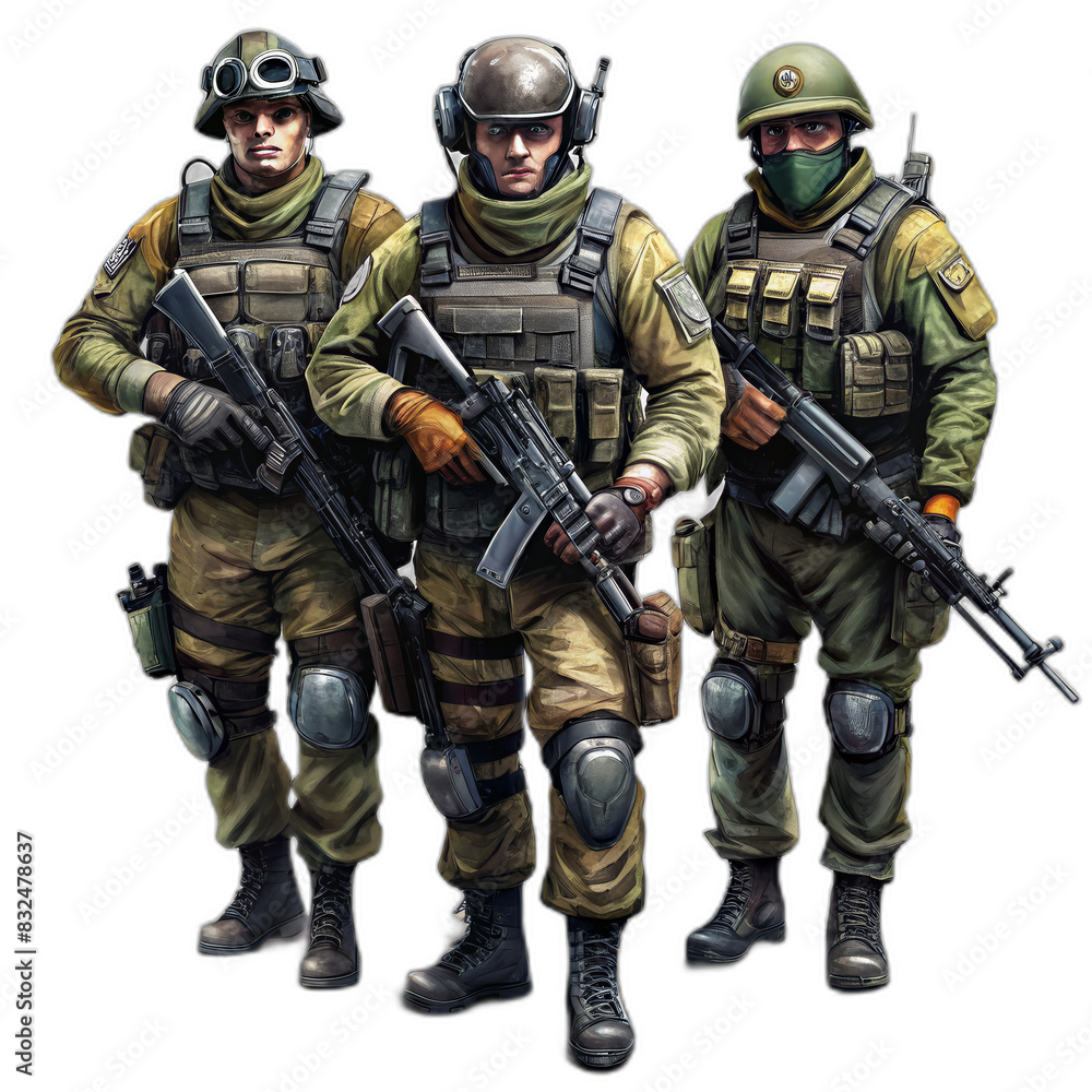 3 skull armys infantry in combat uniform, memorial day concept. 3 skull armys infantry in combat uniform, memorial day concept.