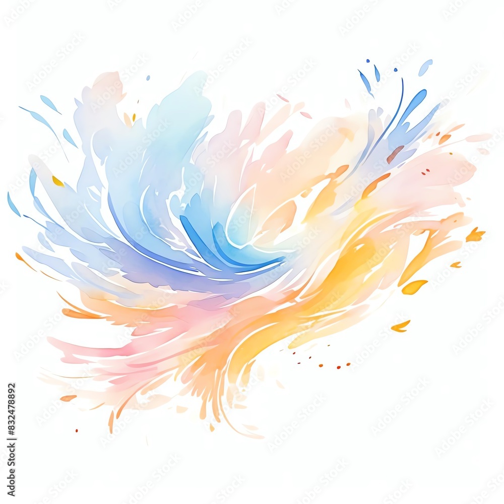 Obraz premium Abstract watercolor splash with vibrant colors blending harmoniously, perfect for creative backgrounds and artistic designs.