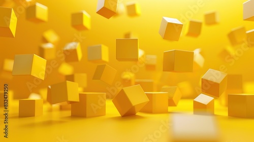 yellow 3D background with floating cubes in various shades of yellow and gold