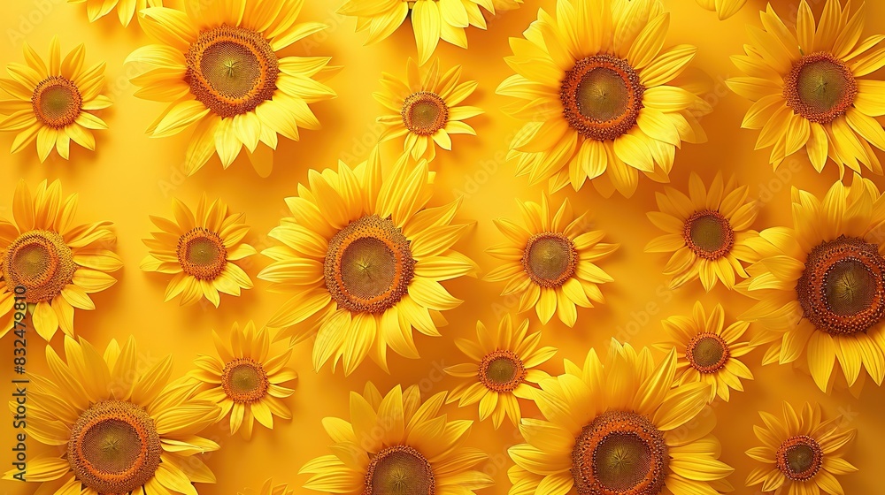 yellow background with a pattern of abstract sunflowers yellow background with a pattern of abstract sunflowers