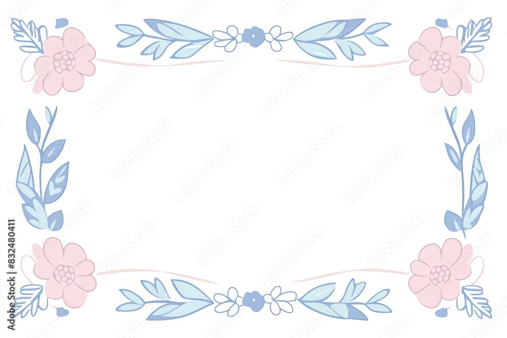 Elegant rectangular floral frame with pastel pink and blue flowers, ideal for invitations, greeting cards, and decorative designs. Elegant rectangular floral frame with pastel pink and blue flowers, ideal for invitations, greeting cards, and decorative designs.