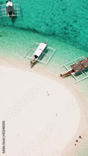 Beautiful beach in the blue lagoon. Virgin Island, Philippines.