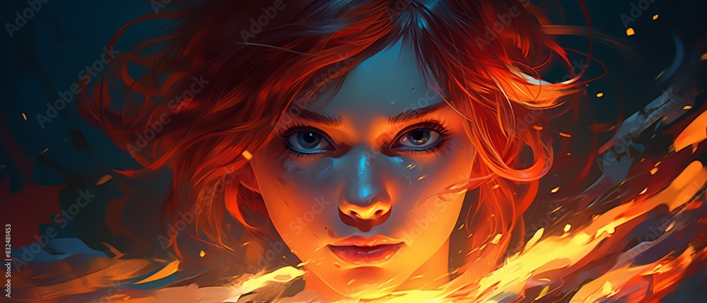 Anime portrait, digital painting, a mysterious character, dramatic lighting, vivid colors